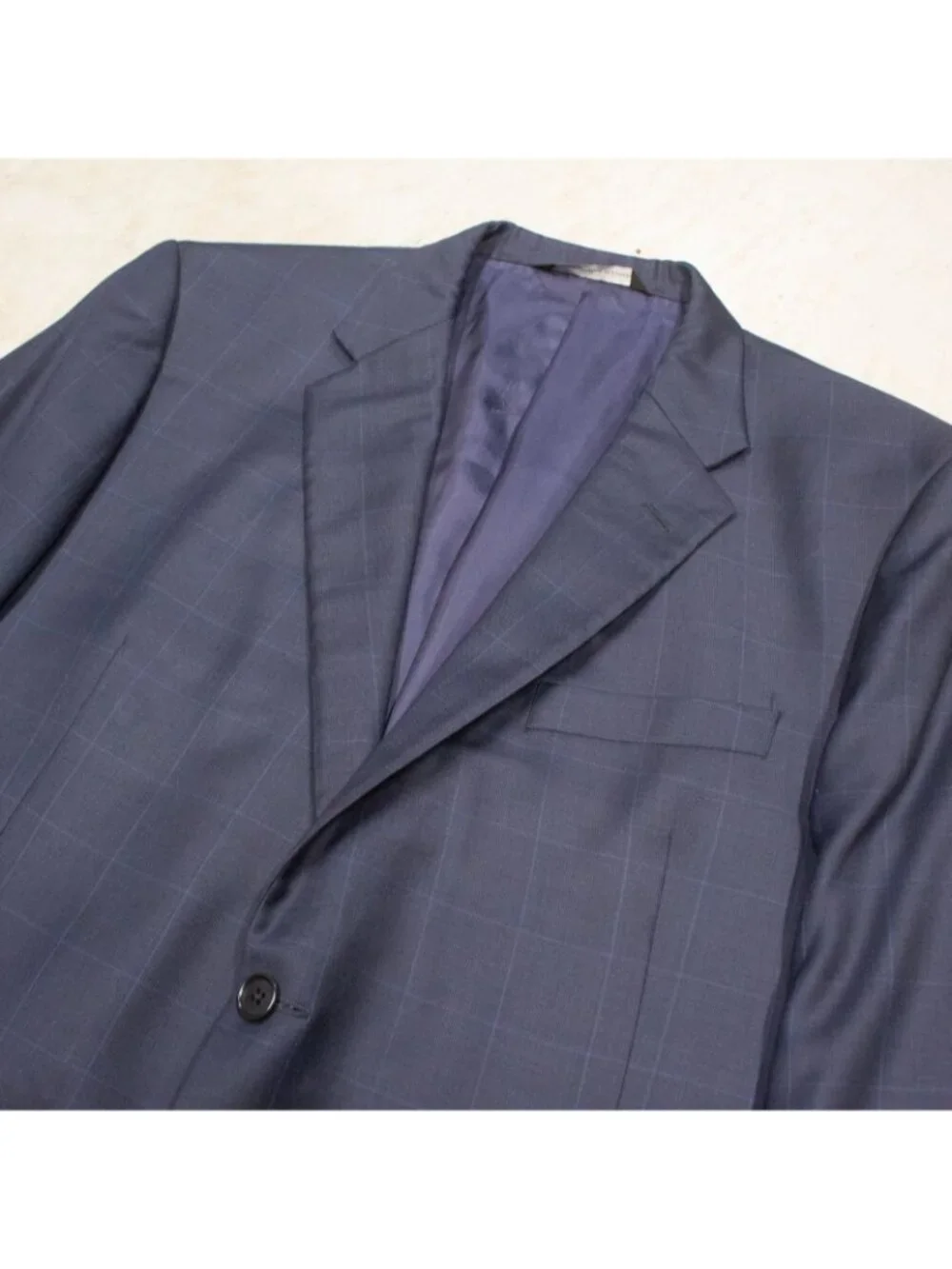 Coppley Blazer Windowpane Wool Sport Coat Blue 